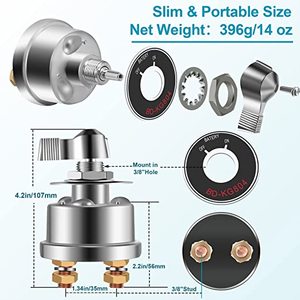 Interrupteur isolateur de batterie robuste en aluminium 12-48V 200A marche/arrêt pour voiture, bateau, camping-car, camion - Product Image 6