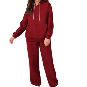 Sweat-shirt à capuche hip-hop pour femmes grande taille avec logo personnalisé, motif à carreaux, en molleton de coton, ensemble de jogging pour l'hiver, survêtements - Product Image 3