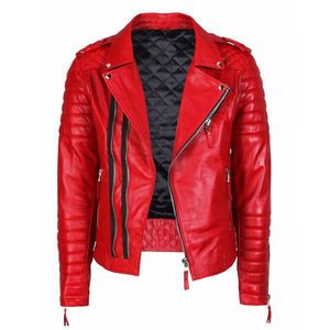 Veste de moto en cuir véritable bleu pour homme HELLERITE INDUSTRY, respirante, fermeture éclair, col rabattu, coupe ajustée, pour l'hiver - Product Image 3
