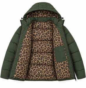 Chaqueta acolchada con capucha verde para hombre, abrigo grueso de plumón con forro de piel sintética, ropa de abrigo de invierno con cremallera - Product Image 4