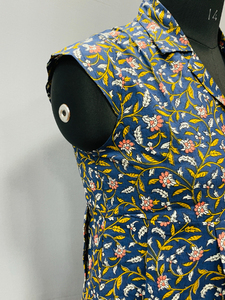 เสื้อผ้าฝ้ายทำมือสำหรับผู้หญิง ลายดอกไม้ พิมพ์ลายบล็อก สไตล์ลำลองสำหรับฤดูใบไม้ผลิและฤดูร้อน ความยาวสั้น - Product Image 5