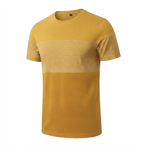 T-shirt décontracté pour homme à col rond et manches courtes, coupe classique, respirant, en maille, vert menthe, avec blocs de couleur - Product Image 6
