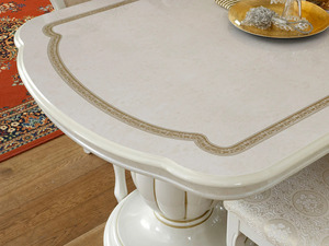Classic Luxury Solid Teak Wood <b>Dining</b> Room Set <b>White</b> Gold 6 Chairs Oval <b>Table</b> Royal European Villa Home Kitchen Furniture - Product Image 3