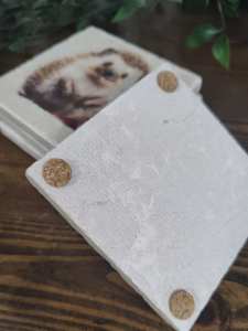 Sous-verres en marbre hérisson des bois, ensemble cadeau artistique rustique hérisson, tapis de table basse - Product Image 2