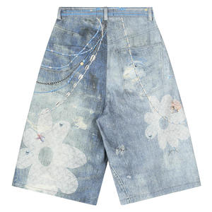 Unisex Patchwork Denim <b>Shorts</b> Men Women Two Tone Color Block Cut and Sew Baggy Jorts Vintage Washed Streetwear Pants Wholesale - Product Image 6