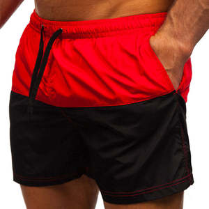 Men's Red And <b>Black</b> Color Blocked Swim Shorts Quick Dry Drawstring Casual Beach <b>Trunks</b> Short Length Mid Waist - Product Image 6