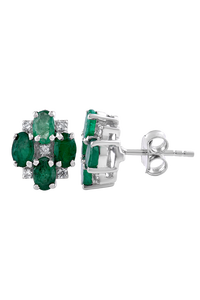 Pendientes de Diamantes y Esmeraldas en Plata de Ley 92.5 KLST-30759 - Product Image 3