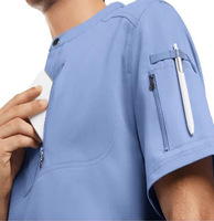 Tenues d'infirmières personnalisées pour femmes et hommes, uniformes de travail, ensembles de blouses médicales à manches courtes, tissu en polyester/coton Dobby