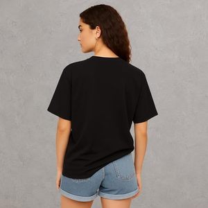 T-shirt femme surdimensionné à imprimé vintage, coton noir, streetwear, manches courtes, col rond, décontracté, à porter au quotidien - Product Image 3