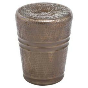 เก้าอี้กลองอะลูมิเนียมทันสมัย โต๊ะข้างโลหะตีลายทำมือ หน้าไม้ทรงกลมสีเงินโบราณ เฟอร์นิเจอร์ตกแต่งสำหรับขาย - Product Image 3