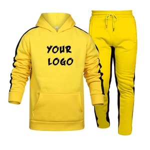 Conjunto de Sudadera con Capucha Roja y Pantalones Deportivos para Hombre, Informal, de Felpa, Tejido, Color Sólido, con Logotipo Estampado, para Otoño - Product Image 2