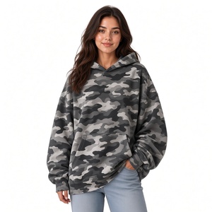 Customized 100% Cotton <b>Red</b> Camouflage Graphic Patterned Long Sleeve Oversized <b>Hoodies</b> Premium Fleece Winter Pullover Top <b>Women</b> - Product Image 5