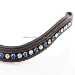 Correa de cuero ondulado hecho a mano con relleno y costuras cómodas, cristal claro decorativo y zafiro mega ostentoso - Product Image 5