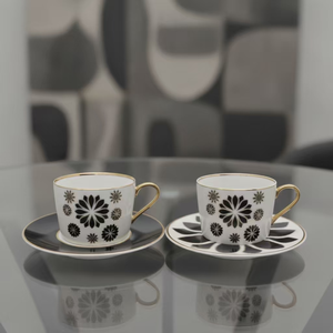 Ensemble de soucoupe de tasse à café en céramique à motif assorti moderne de votre propre créativité Bordure dorée Divers motifs - Product Image 3