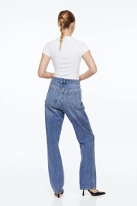 Pantalon décontracté taille haute classique à poches, coupe large, en jean respirant pour femme, style cargo, OEM - Product Image 3