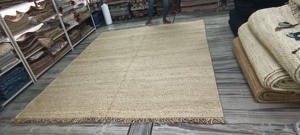 Alfombra Tejida a Mano de Cáñamo y Yute, Alfombra de Fibra Natural Hecha a Mano, Ecológica, Reversible, Antideslizante, Diseño Kilim, para Sala de Estar o Dormitorio - Product Image 2