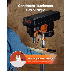 Trapano a Colonna da Banco Regolabile a 5 Velocità, 3.2 Amp, Telaio in Ghisa da 10 Pollici con 650/1050/1800/2350/3100 Giri/min - Product Image 4