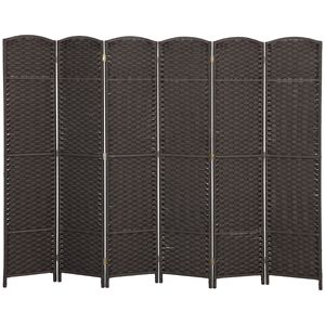 6-Panel 5.6FT Tall Brown <b>Folding</b> Room Divider <b>Screen</b> Handcrafted MDF Privacy Freestanding Partition for Home Office - Product Image 1