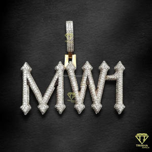 Cadena de Lujo Estilo Flecha con Nombre, Colgante de Diamantes Moissanita Iced Out, Joyería de Declaración Hip Hop - Product Image 5
