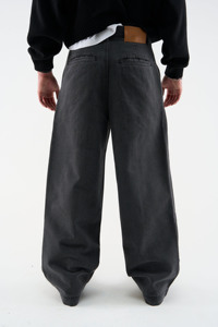Pantalon en jean noir pour homme, taille haute, coupe large, avec fermetures éclair latérales, 100% coton, coupe ample, style décontracté, jeans en mélange de coton pour l'automne - Product Image 4