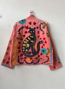 Veste d'hiver 2026, style ethnique chic, vêtement d'extérieur en coton indien, broderie Suzani faite à la main, veste d'hiver en velours, manteau vintage unisexe - Product Image 4