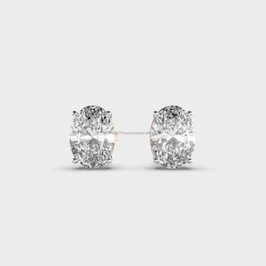 Luxury Oval Cut Diamond <b>Stud</b> Earrings 925 <b>Silver</b> Classic Solitaire Diamond Earrings For Women Wedding Jewelry - Product Image 3