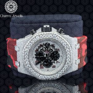 Charm_Jewells Luxury Men's Watch 40mm Stainless Steel Case Diamond Encrusted Analog Mechanical Movement Auto Date <b>Chronograph</b> - Product Image 4
