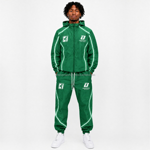 Ensemble survêtement streetwear personnalisé avec impression thermique et broderie, veste coupe-vent réfléchissante 3M, ensemble jogging en polyester pour homme - Product Image 1