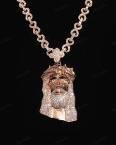 Pendentif visage de Jésus 3D, pendentif en diamant moissanite glacé, bijoux religieux, collier avec breloque personnalisée, pendentif Jésus en argent 925 - Product Image 2