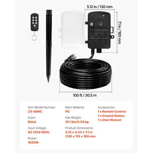 Accessoires d'alimentation extérieurs : Rallonge de 30 m avec multiprise étanche et télécommande, minuterie crépusculaire et houssière de protection - Product Image 5