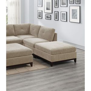 Camel ciniglia tessuto 6pc soggiorno Set componibile divano componibile a L-angolo 2 cunei angolari 2 poltrone senza braccia 2 Tufted - Product Image 5