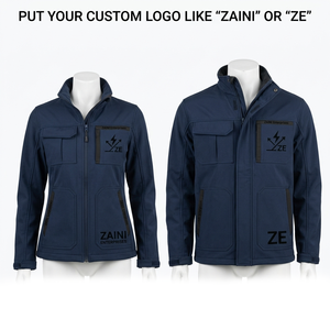 Chaqueta Soft Shell de 220 Gramos, Premium, Ecológica, Resistente al Viento, Transpirable, de Poliéster y Spandex, con Paneles en Contraste Azul Marino en la Parte Delantera - Product Image 1