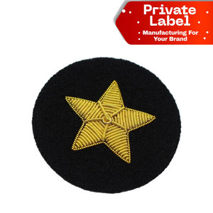 Hand Embroidered Blazer Badges Gold Wire <b>Leaf</b> Wreath Design Luxury Bullion Wire Badges Custom Hand Stitched Uniform Patch - Product Image 1