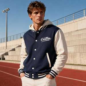Nouvelle veste universitaire décontractée unie pour homme 2026, couleur personnalisable, col montant, écologique, coupe-vent, chauffante, respirante, vente en gros, faible MOQ - Product Image 1