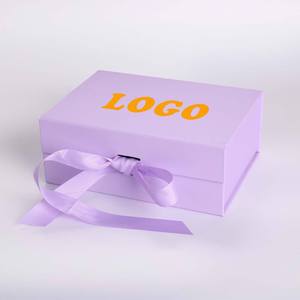 Customizable Luxury Eco-Friendly Waterproof Purple Folding <b>Magnetic</b> Paper <b>Box</b> Embossing Ribbon Recycled Materials Logo Printing - Product Image 2