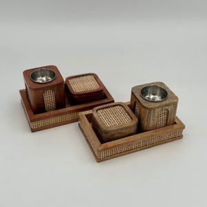 Juego de Incensarios de Madera y Ratán al por Mayor, Incensario Cuadrado de Lujo con Bandeja, Decoración Moderna y Natural para Mesa de Hogar - Product Image 1