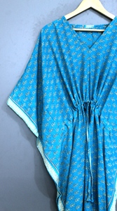 Caftán de seda para mujer, estampado, de manga corta, vestido largo con cuello en V y cintura anudada, estilo casual de verano - Product Image 4