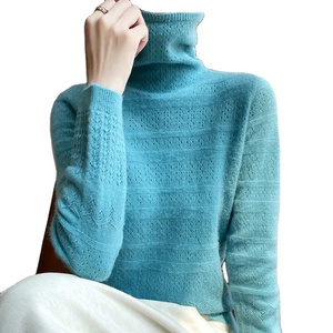 เสื้อสเวตเตอร์ถักแบบสวมหัวสำหรับผู้หญิงเสื้อลำลองขนแกะมีขอบโค้งสำหรับฤดูใบไม้ผลิและใบไม้ร่วง - Product Image 5