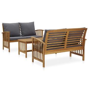 Ensemble de salon de jardin en bois d'acacia massif gris foncé, durable, mobilier d'extérieur résistant - Product Image 1