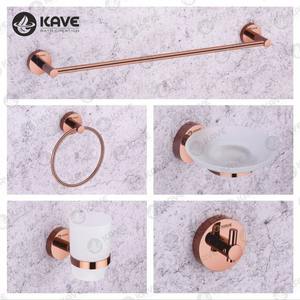 Ensemble de 5 accessoires de salle de bain en acier inoxydable poli de haute qualité, couleur or rose, durables, à montage mural, organisateur de salle de bain en gros - Product Image 6