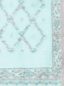 Tissu pour robe en coton biologique écologique, tissé, non cousu |   Ensemble ethnique indien 3 pièces avec dupatta pour femmes - Product Image 4