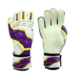 Guantes de portero de fútbol con protección para los dedos, diseño azul vibrante, corte negativo, cierre de velcro - Product Image 3