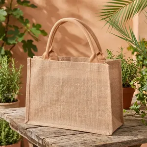 Bolsa de Yute Natural Reutilizable para Compras con Asas Dobles Resistentes y Diseño Abierto para Compras al Aire Libre - Product Image 4