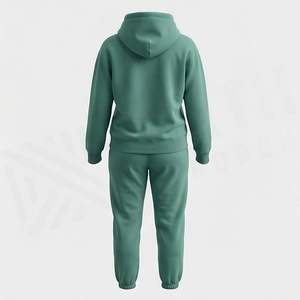 <b>Women's</b> 2 Piece Hooded Sweatshirt Set Solid Color Fleece Casual <b>Joggers</b> Full Length Loose Fit All Seasons <b>Green</b> - Product Image 2