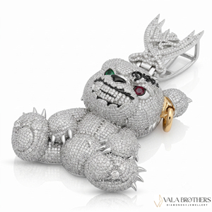 Colgante de oso de peluche con incrustaciones de diamantes VALA BROTHERS, con ojos verdes y rojos, estilo hip-hop, amuleto unisex para regalo. - Product Image 5