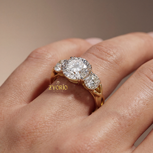 Luxury 3.49ct <b>Cushion</b> Cut Three Stone Lab Grown Diamond Engagement <b>Ring</b> Gold Plated Silver VS1 EF Colorless <b>Wedding</b> Anniversary - Product Image 3