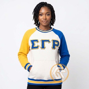 GREEK TREASURES เสื้อผ้าผู้หญิงคุณภาพสูงแบบสั่งทำพิเศษ Sigma Gamma Rho สำหรับฤดูใบไม้ร่วง/ฤดูหนาว ผ้าฝ้ายฟลีซเนื้อนุ่ม 500 กรัม ปักลาย - Product Image 1