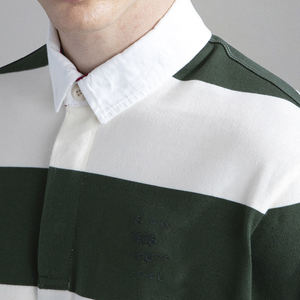 Chemise de rugby personnalisée de haute qualité avec broderie LOGO, motif rayé vintage, chemise polo en coton tricoté surdimensionnée à manches longues - Product Image 3