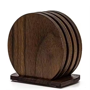 Simple <b>Square</b> Wooden Drink Coaster Set with Holder, High Quality Wood Cup Coasters for Coffee <b>Table</b> <b>Kitchen</b> Home Decor - Product Image 4