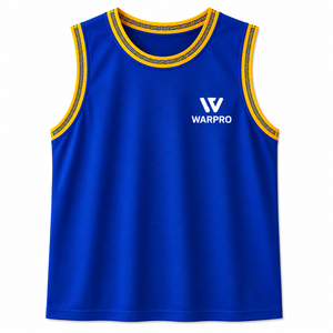 Ensemble débardeur et short sans manches bleu unisexe WARPRO, en polyester respirant, pour le basketball, toutes saisons - Product Image 4
